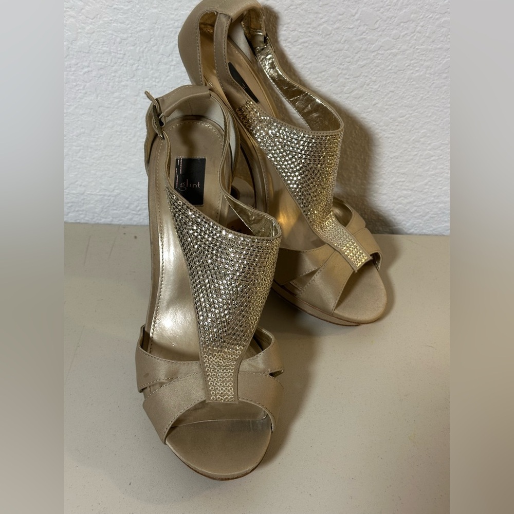 Glint Women's Shimmering Gold Platform Heels